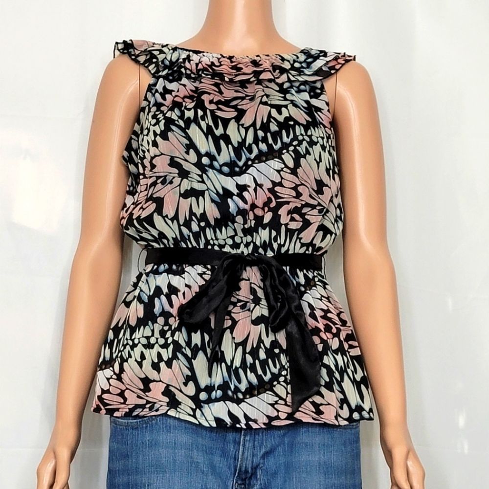 Y2K FASHION: 2B Bebe Abstract Print Blouse, Sz. Small